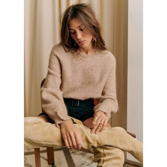 NWT Sezane Louise Jumper in Beige Mohair Wool Knit Sweater XXXL 3XL / 14 - Picture 1 of 13
